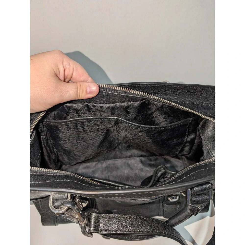 Michael Michael Kors Bedford Designer Black‎ Leather Satchel Crossbody Handbag